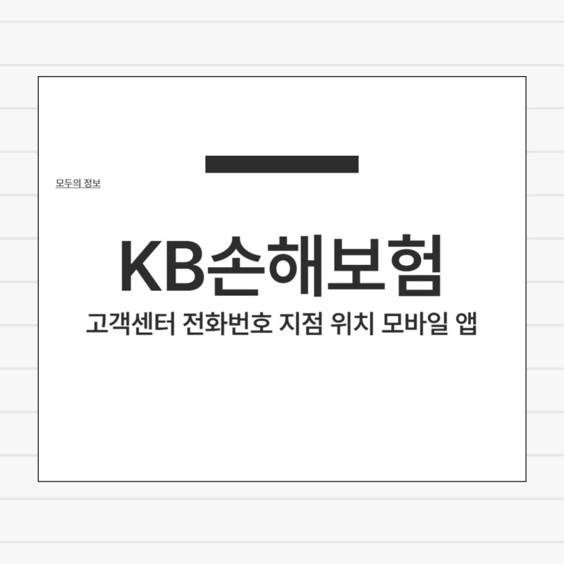 KB손해보험 고객센터 전화번호 지점 위치 모바일 앱