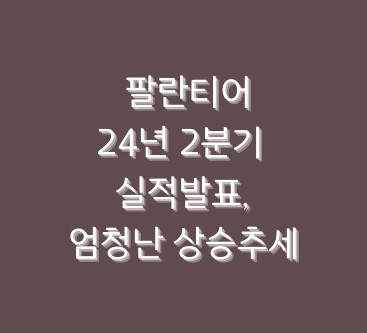  팔란티어 24년 2분기 실적발표,엄청난 상승추세