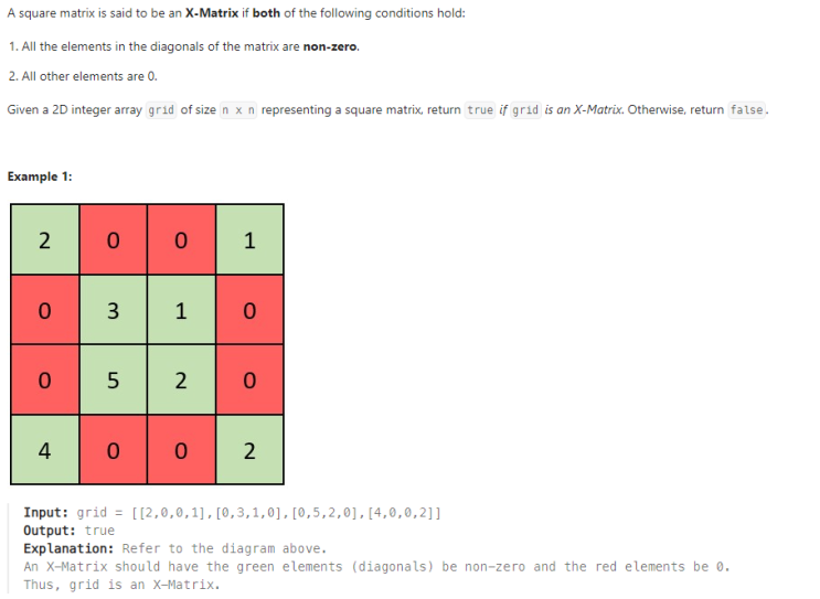  JAVA_LeetCode 2319_Check if Matrix Is X-Matrix