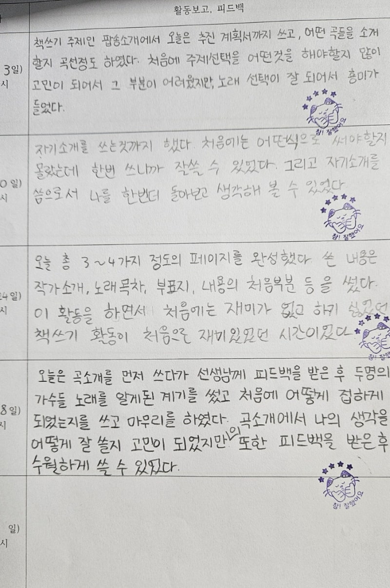 나도 작가반 -중학생 책쓰기 프로젝트 중간 점검 피드백 : 네이버 블로그, image size:800x1207