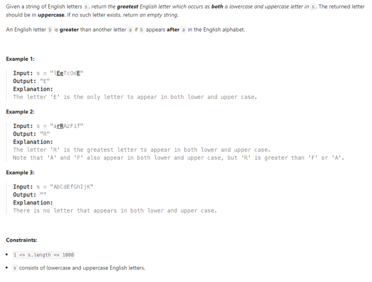  JAVA_LeetCode 2309_Greatest English Letter in Upper and Lower Case
