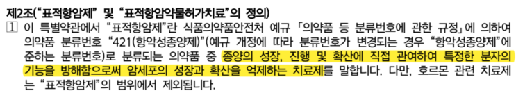  면역항암제로 불리지만 표적항암약물허가치료비 보험에서 보장받을 수 있는 항암제 종류