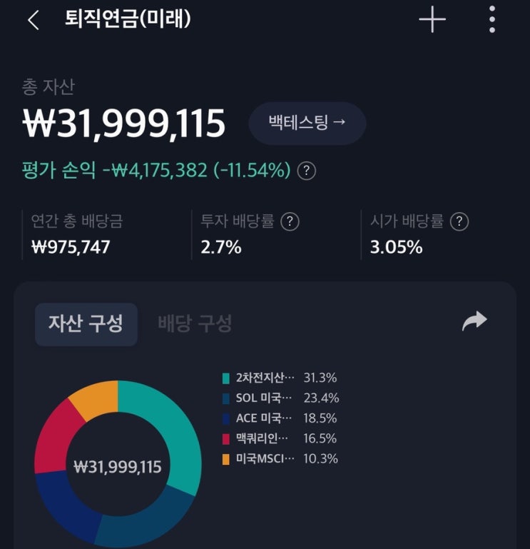  미래에셋증권 퇴직연금 ETF 배당금 포트폴리오 맥쿼리인프라 유상증자