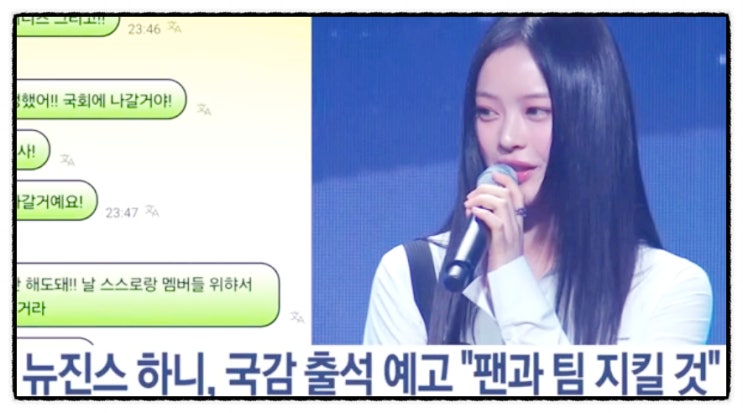<b>뉴진스</b> 하니 국감 <b>국정감사</b> 출석 결정 따돌림 문제 응답