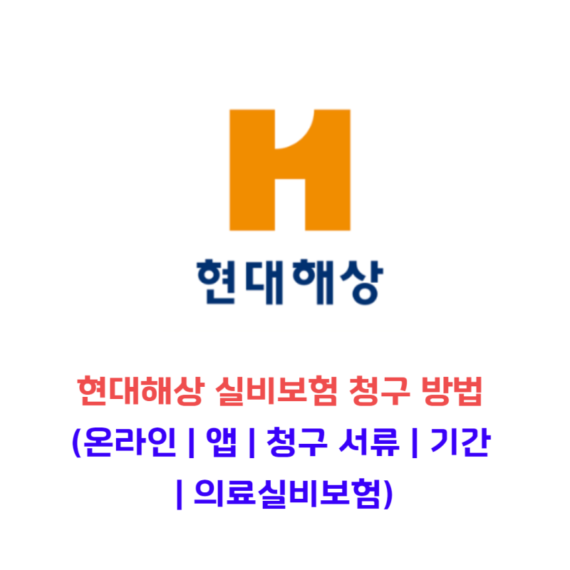 현대해상 실비보험 청구 방법 (온라인 | 앱 | 청구 서류 | 기간 | 의료실비보험)