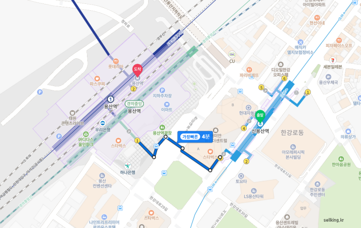  신용산역에서 용산역 ktx 타는곳 가까운 오피스텔