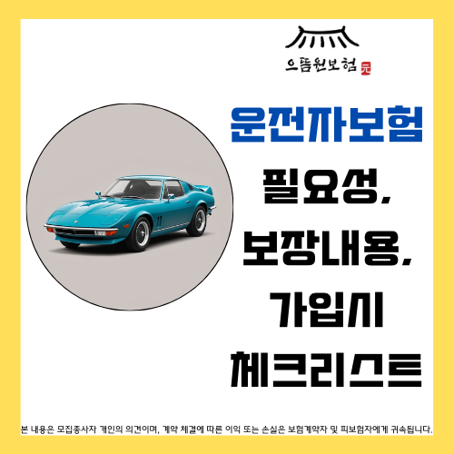  운전자보험의 필요성, 보장내용, 가입 시 꼭 따져봐야 할 체크리스트 확인하세요!