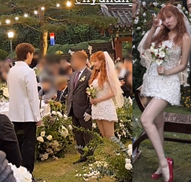 "초미니 드레스+빨간 구두" 현아용준형, '초호화 억대' 결혼식... 