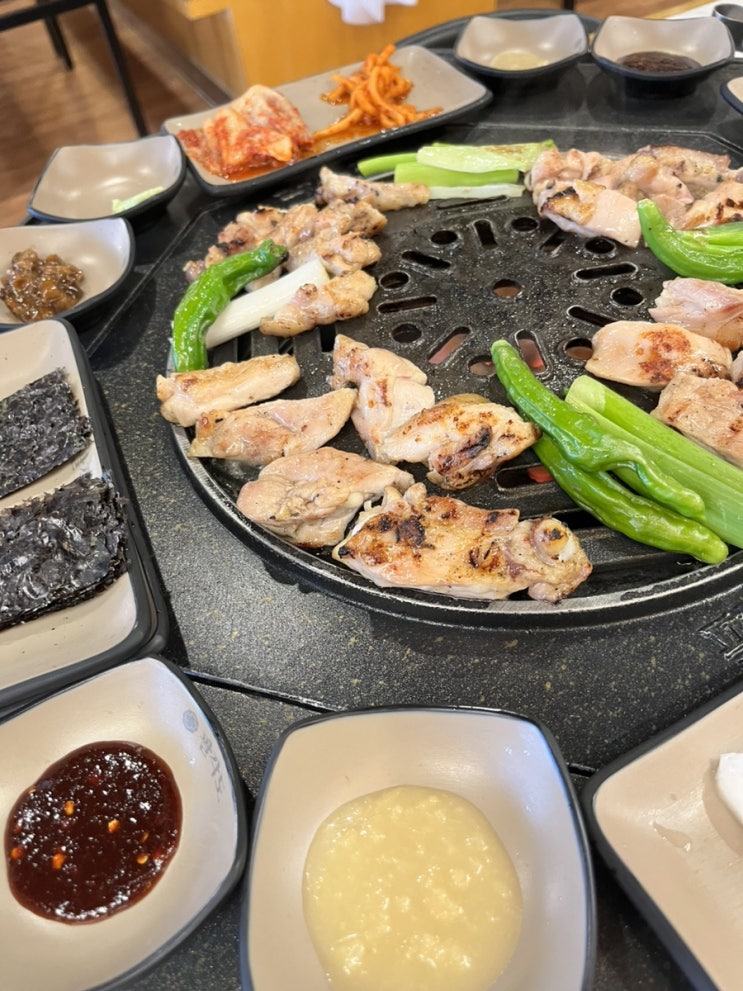  문지동 맛집 야들야들한 숯불닭갈비의 매력 트러플오일관자도 JMT 팔각도 대전 문지점 6세 아이와 방문 후기