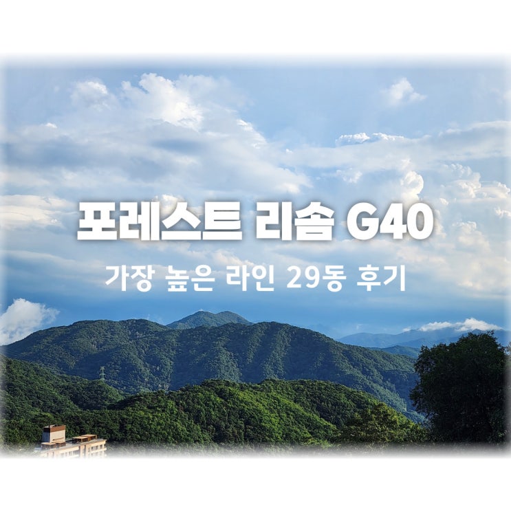  포레스트리솜 부모님과 다녀온 G40 가장 높은 라인 29동