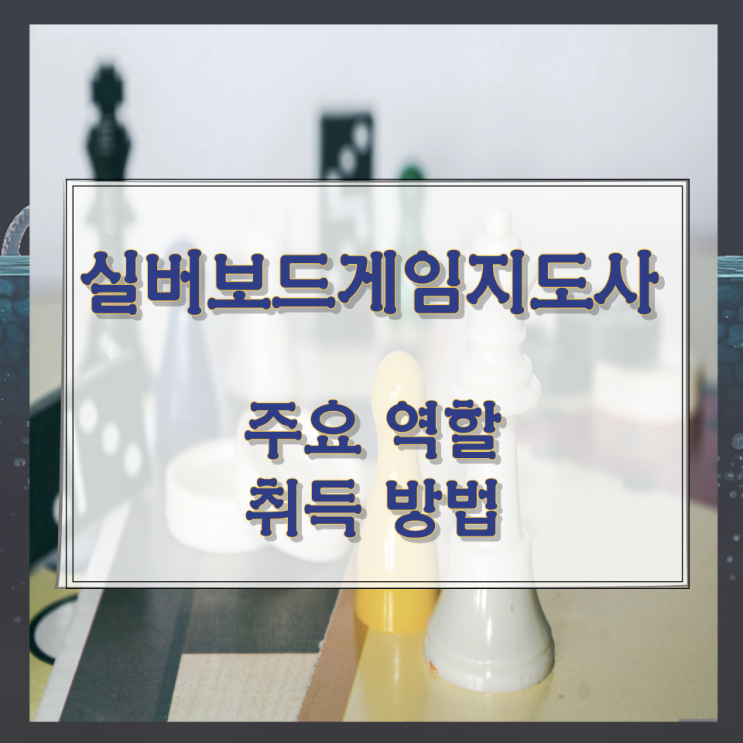 실버보드게임지도사 주요 역할과 취득방법 실버보드게임지도사 주요 역할과 취득방법