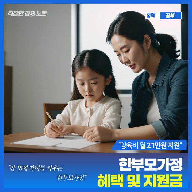  한부모가정 조건 및 혜택, 지원금, 신청방법