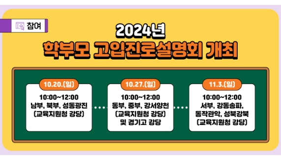 찾아가는 <b>학부모 고입진로 설명회</b>[출처 서울시교육청]