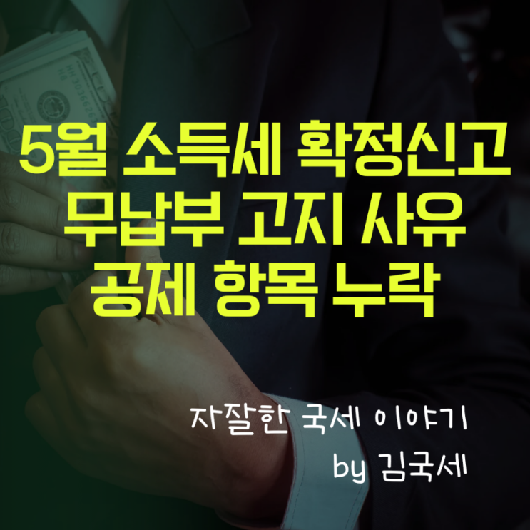  5월 소득세 확정신고 무납부 고지 사유 소득공제 세액공제 누락