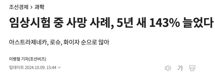  임상시험으로 죽어나가는 환자 급증, 특단의 대책을 세워라?