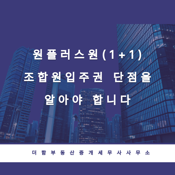  원플러스원(1+1) 조합원입주권 단점을 알아야 합니다