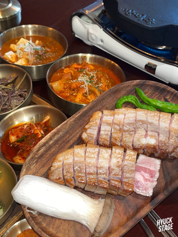  후라이드 삼겹살 구워주는 군자 고기집, 군자 맛집 방이옥 군자역점