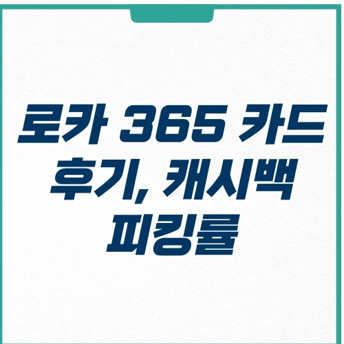  로카 365 카드 실적 캐시백 피킹률