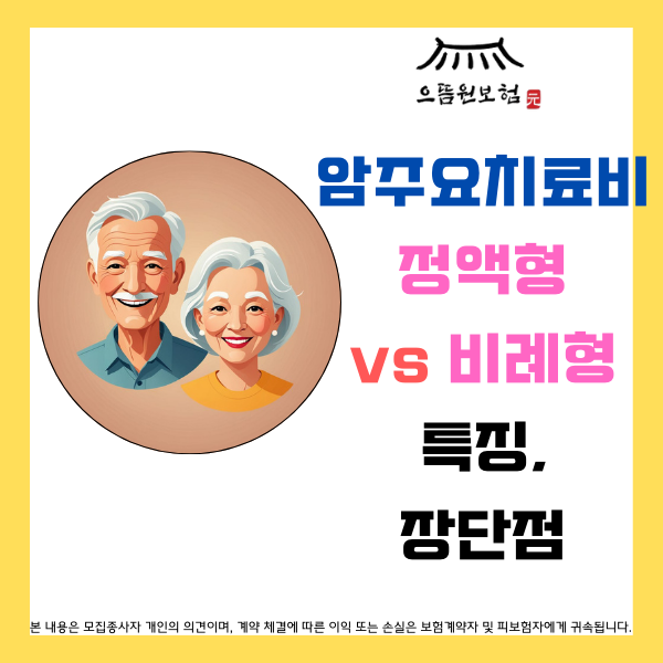  정액형 암주요치료비 vs 비례형 종합병원 암주요치료지원금: 특징, 장단점, 예시, 면책 및 감액기간