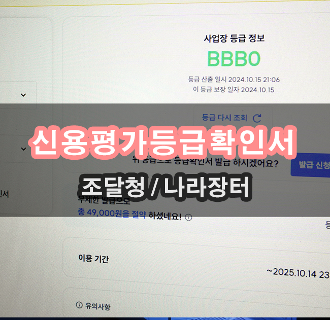  조달청나라장터 공공입찰 위한 신용평가등급확인서 발급 방법
