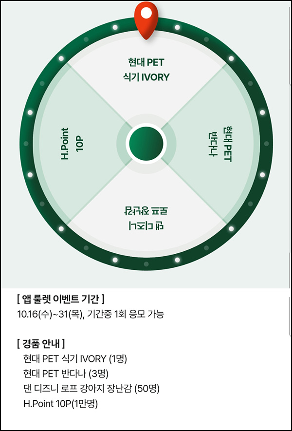 현대백화점 룰렛이벤트 2개(H포인트 10p등)즉당 ~11.17 현대백화점 룰렛이벤트 2개(H포인트 10p등)즉당 ~11.17