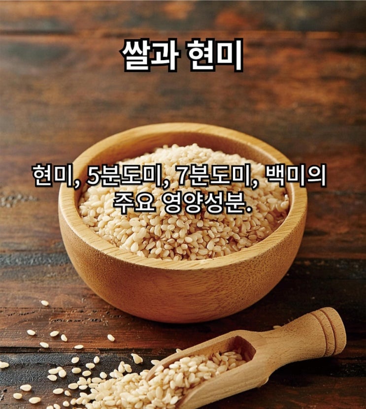  1. 수유리우동집 건강한 쌀 선택을 위한 [현미, 5분도미, 7분도미, 백미]의 영양 성분 비교. 당신의 선택은?