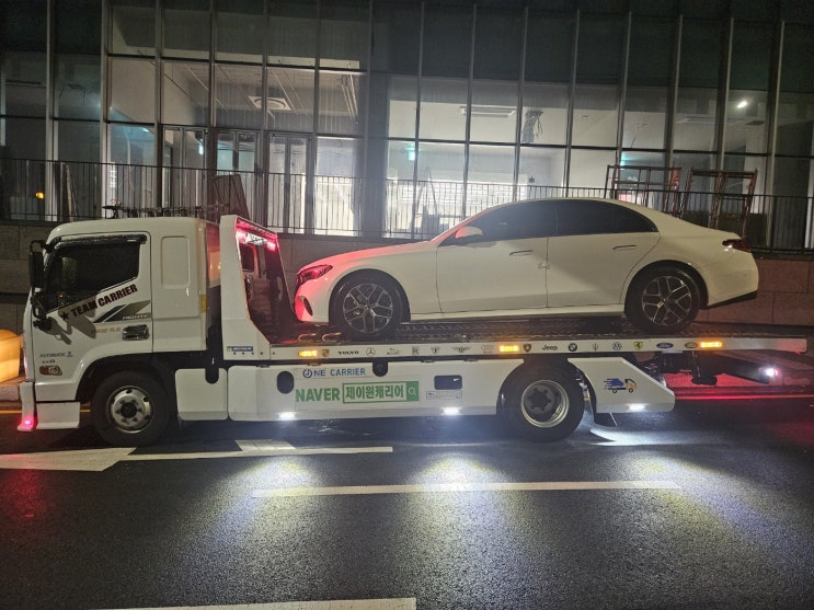  벤츠E200 인천 부평구에서~부산 기장 경동오토필드 단독캐리어탁송 어부바탁송 카캐리어 장거리탁송 수입차탁송비용업체. [제이원캐리어]