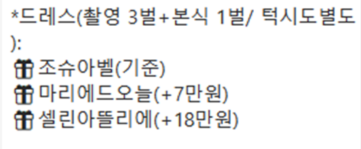  W3. 다이렉트웨딩 제휴업체 실크 드레스 상담-마리에드오늘, 조슈아벨, 셀린아뜰리에 드레스 가격 차이 비교