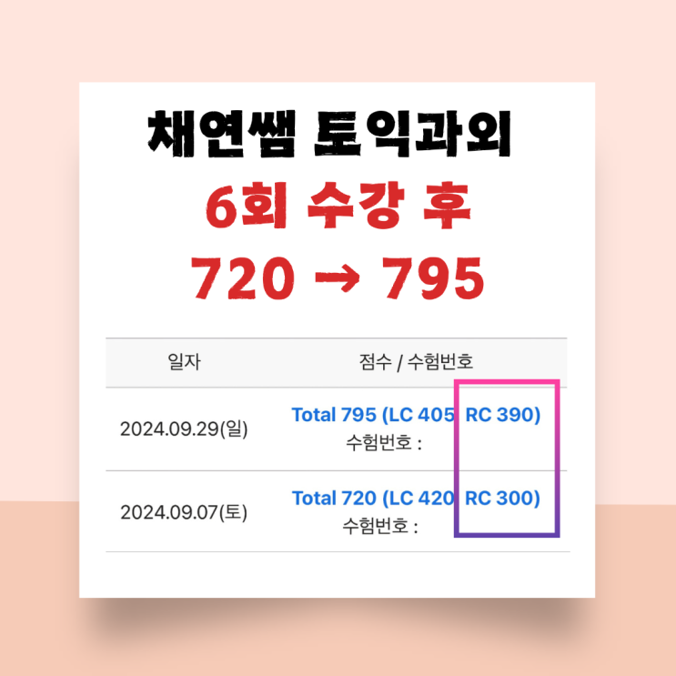  수강생 후기: 채연쌤과 함께한 토익 파트별 맞춤 수업 후기