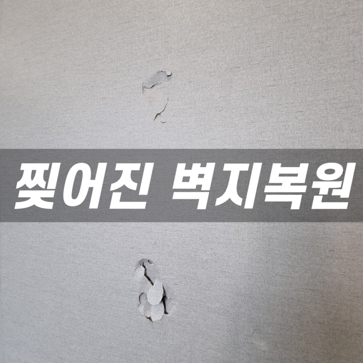  석고벽파손에 찢어진벽지 복원