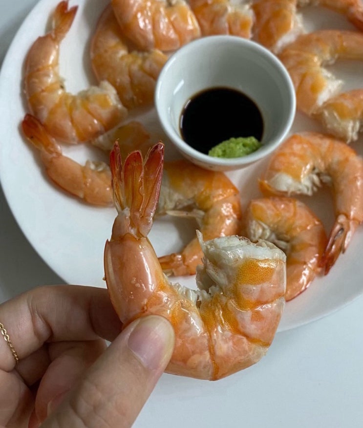  집에서 가을제철 대하 먹는법 (새우 소금구이, 감바스)