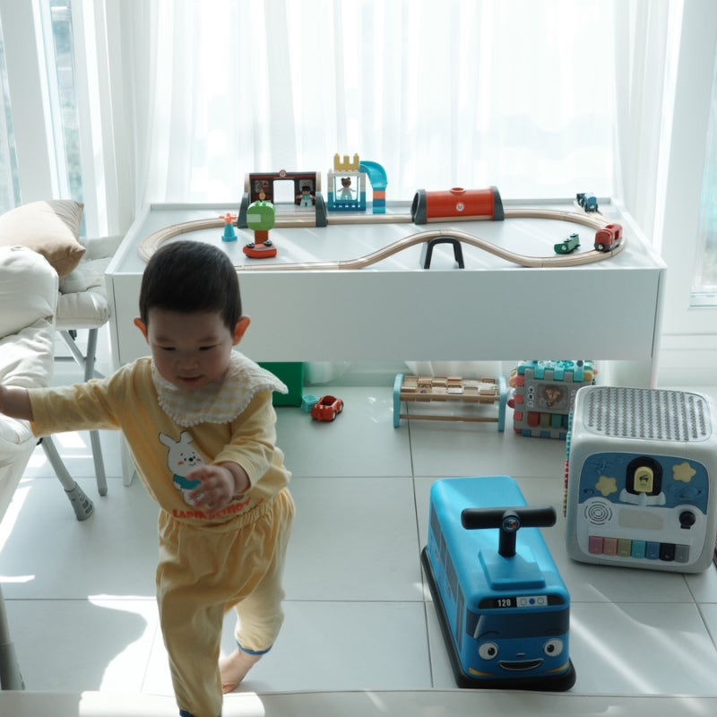 이케아 둔드라 수납형 테이블 | 브리오 기차놀이 듀플로 레고놀이 | 16개월 유아 플레이테이....