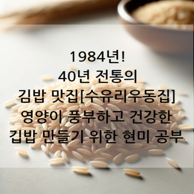  1984년! 40년 전통의 김밥 맛집 [수유리우동집] 영양이 풍부하고 건강한 김밥 만들기 위한 현미 공부.