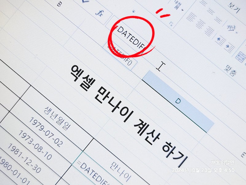 엑셀 만 나이 계산 방법 정리