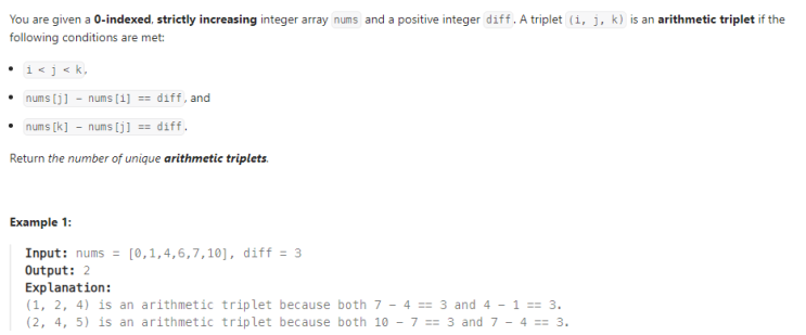  JAVA_LeetCode 2367_Number of Arithmetic Triplets