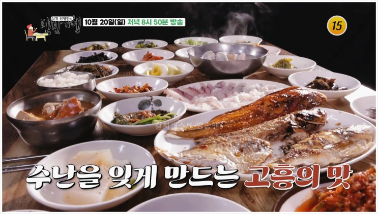  백반기행식객허영만 박현준 감독 고흥 여행 녹동항 생선구이 팥죽 해물칼국수 통장어탕 투란도트 장이머우