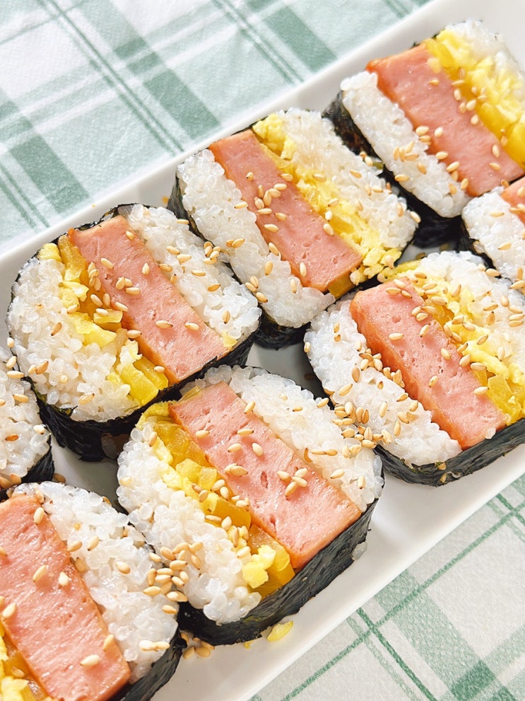 스팸 무스비김밥 만드는법 맛있고 예쁜 사각김밥 도시락