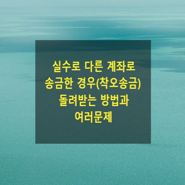  실수로 다른 계좌로 송금한 경우(착오송금) 돌려받는 방법과 여러문제(민사, 형사, 예금보험공사, 보이스피싱, 부당이득반환, 착오송금반환지원, 반환거부, 횡령, 상계, 비트코인)