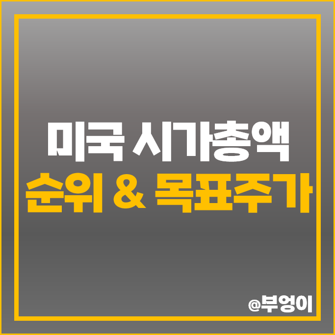 미국 시가총액 순위 상위 주식 종목 엔비디아 아마존 목표 주가 미국 시가총액 순위 상위 주식 종목 엔비디아 아마존 목표 주가