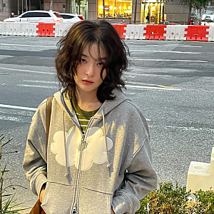 슬기 후드집업 데이지신드롬 그레이 회색 Floral Cropped Hoodie Zip-Up