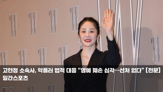 <b>고현정</b> 소속사, <b>악플러</b> 법적 대응 “명예 훼손 심각…<b>선처</b>... 