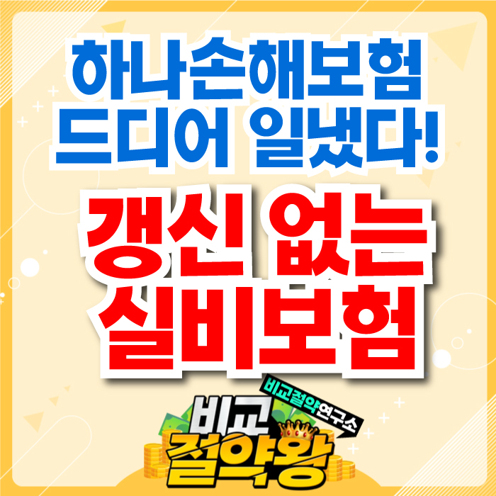  비갱신형 실비보험 하나손해 상해질병급여치료보험 서두르세요