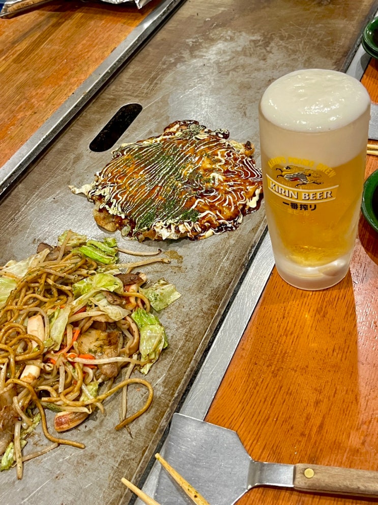  오사카 난바 후쿠타로 오코노미야끼&야끼소바 로컬 찐 맛집 (ft:철판요리)