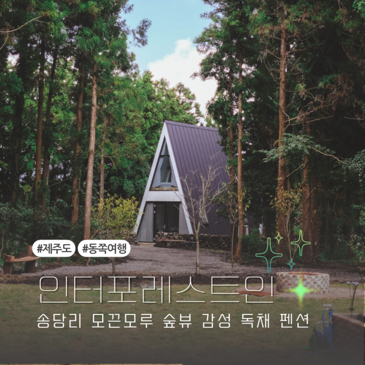  제주 구좌 송당리 동쪽 여행 모끈모루숲 숲뷰 감성 독채 펜션 인터포레스트인