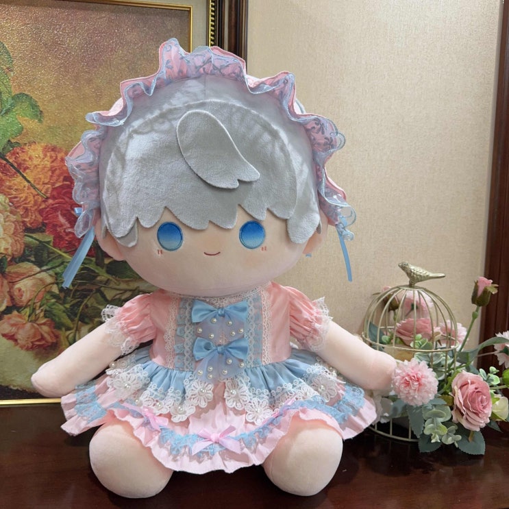  40cm 파스텔 핑크 원피스 세트 인형옷 롱바디 체형 아이돌인형옷