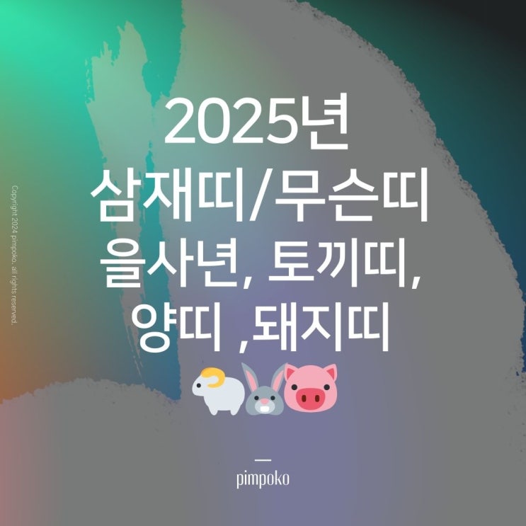  2025년 삼재띠 무슨띠 (토끼띠, 양띠, 돼지띠, 을사년)