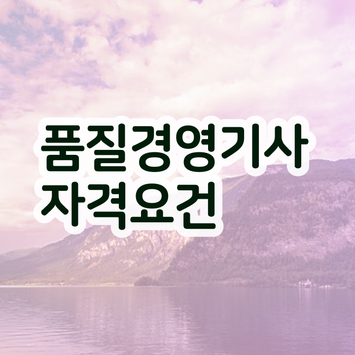  , 품질경영기사 시험응시조건 독학으로 빠르게 성공한 노하우