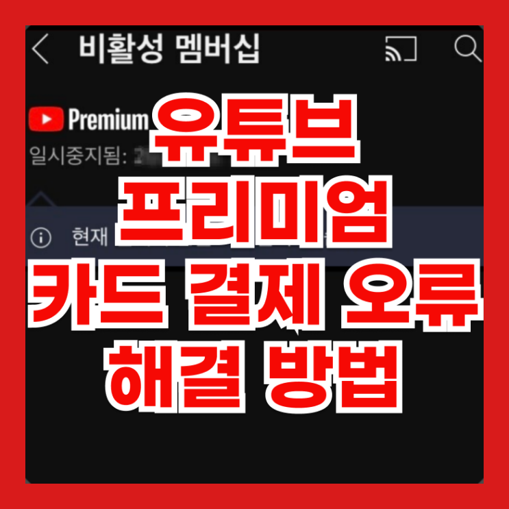  유튜브 프리미엄 오류 OR_CCR_105 해결 방법