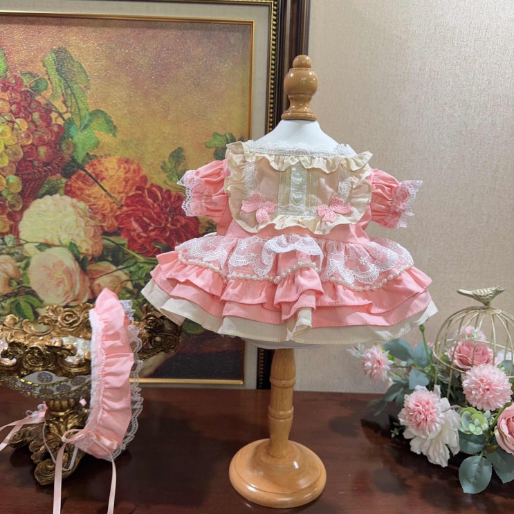 20cm 귀여운 핑크 레이스 원피스 세트 인형옷 롱바디 체형 아이돌인형옷