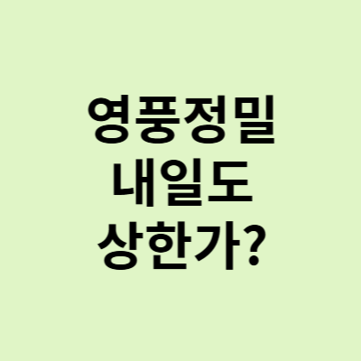  영풍정밀 주가, 내일도 상한가? 하한가? 어디로 갈까?